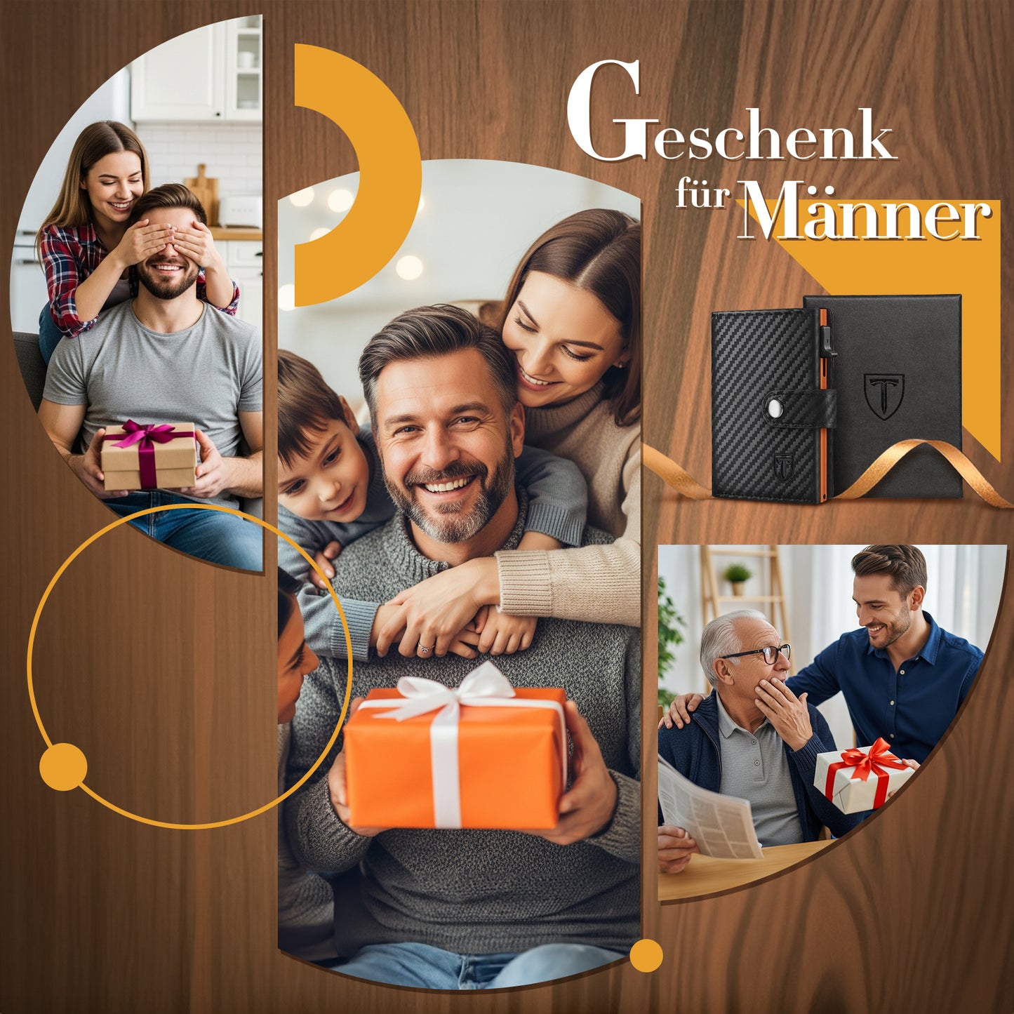 TENBST Geldbörse Herren mit Münzfach & RFID Schutz, Slim Wallet Kartenetui Klein, Portmonee Geldbeutel Herren, 10 Fächer für Kreditkarten Kreditkartenetui - Schwarz & Orange